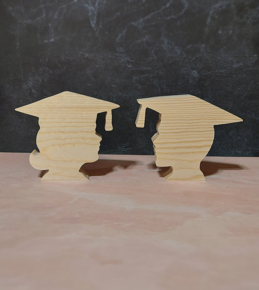 Unfinished Wooden Graduation Head Cutout