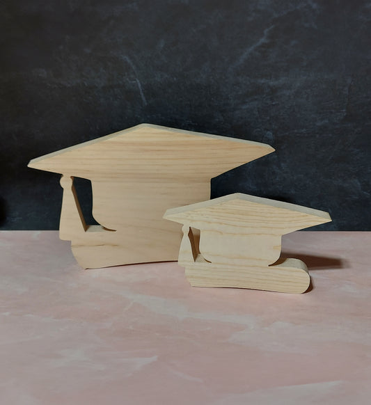 Unfinished Wooden Cap  with Diploma Cutout