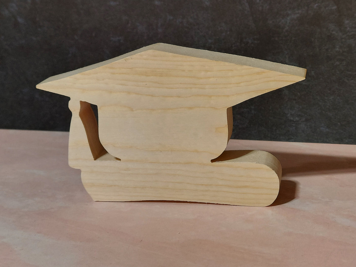 Unfinished Wooden Cap  with Diploma Cutout