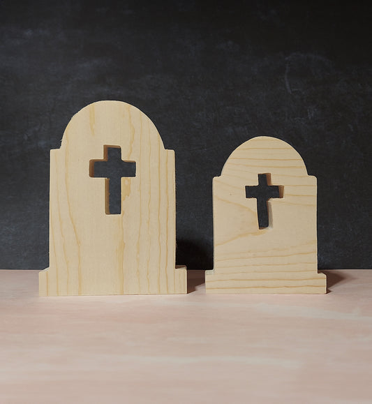 Unfinished Wooden Tombstone Cutout