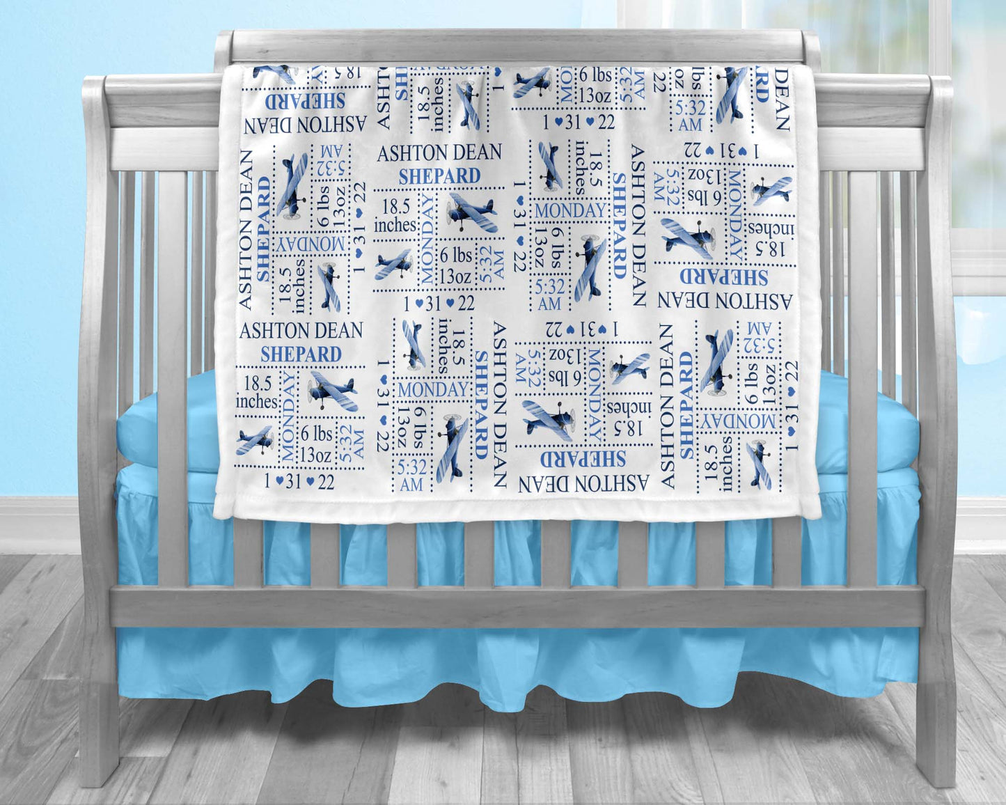 Airplane Birth Stat Blanket