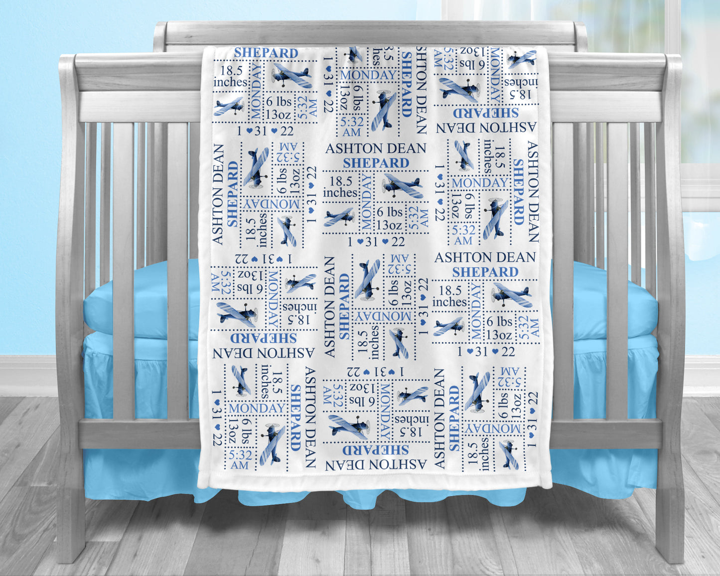Airplane Birth Stat Blanket