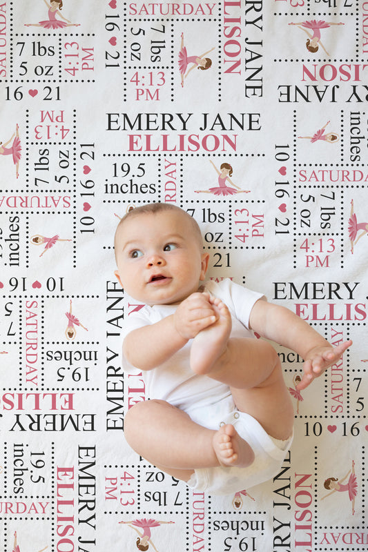 Ballerina Birth Stat Blanket