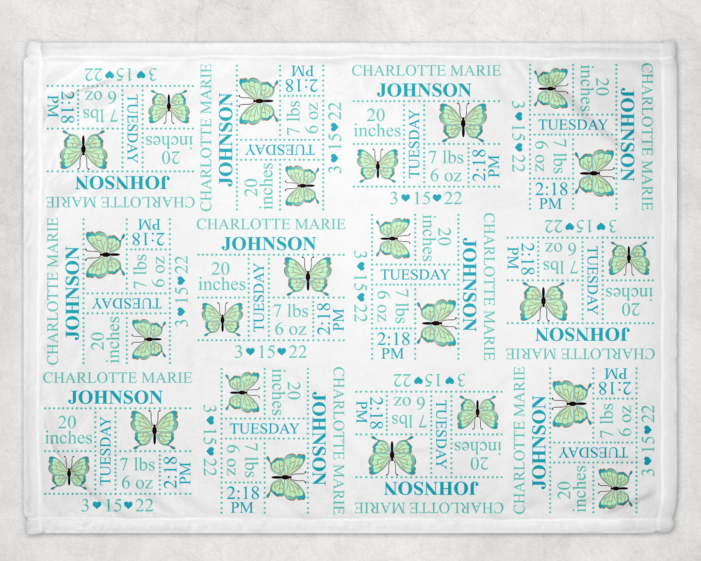 Butterfly Birth Stat Blanket