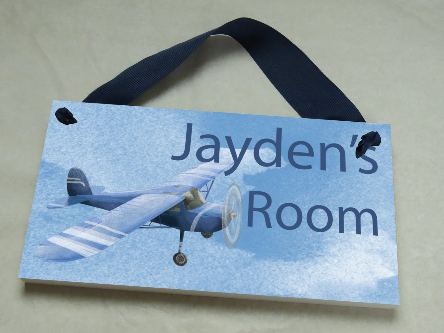 Blue Airplane Door Sign