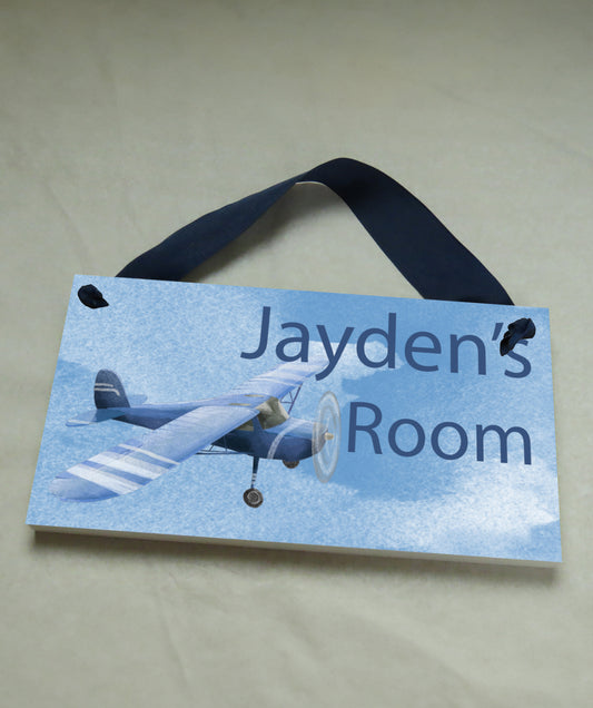 Blue Airplane Door Sign