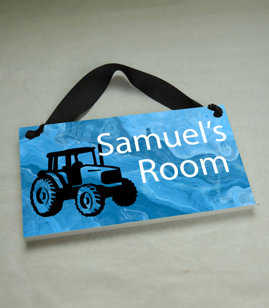 Blue Tractor Door Sign