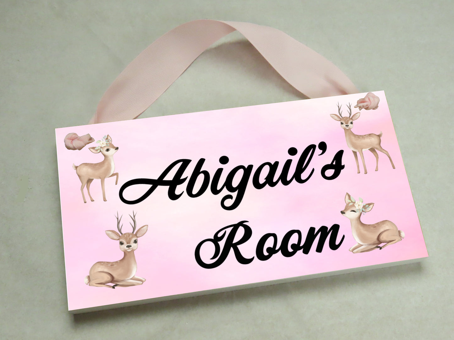 Pink Deer Door Sign