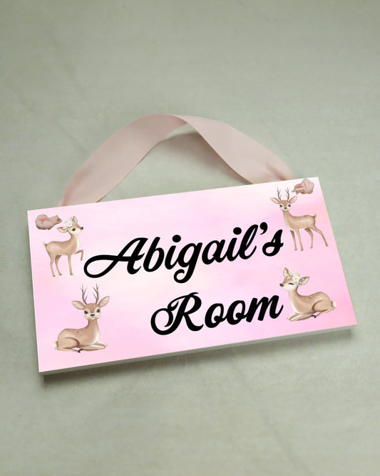 Pink Deer Door Sign