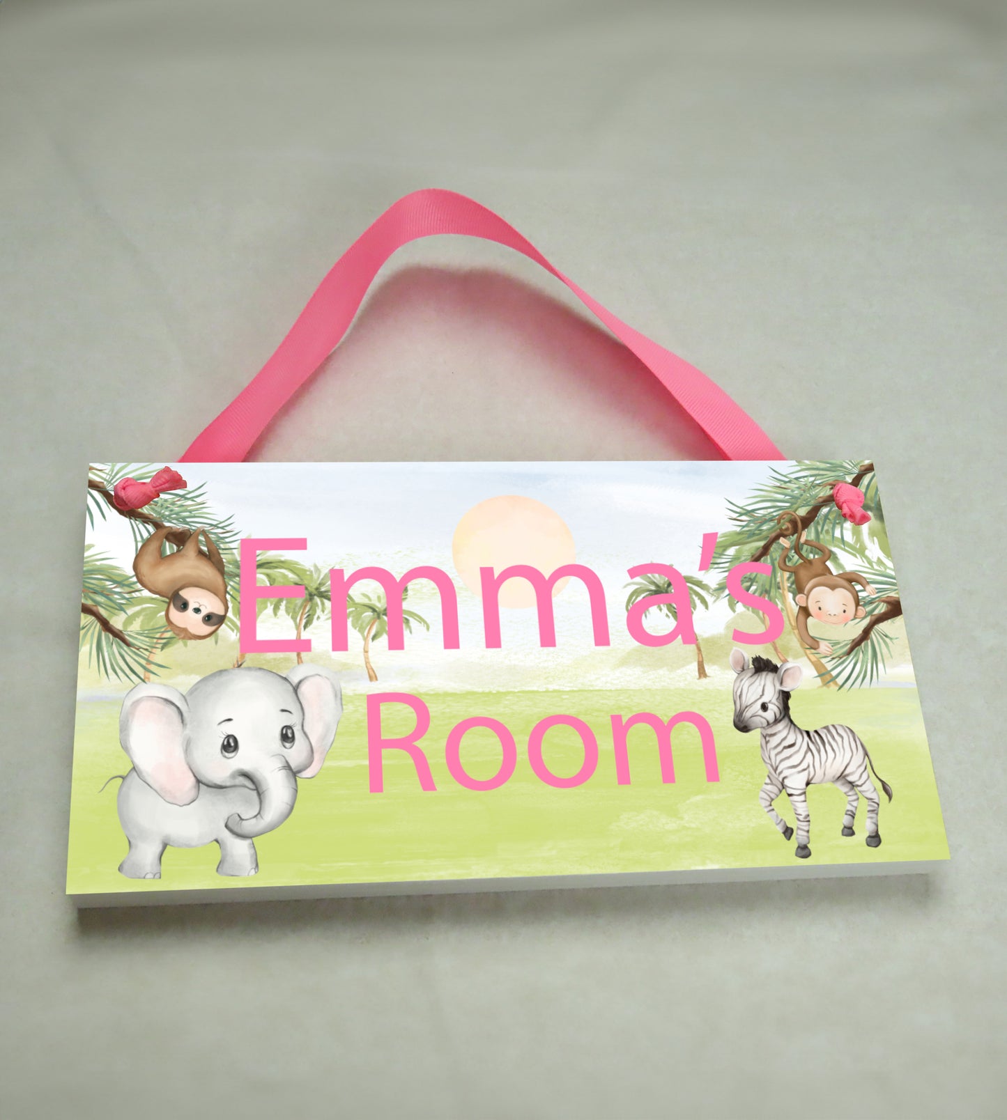 Zoo Animals Pink Door Sign