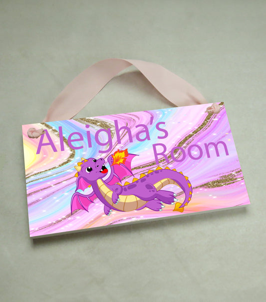 Purple Dragon Door Sign