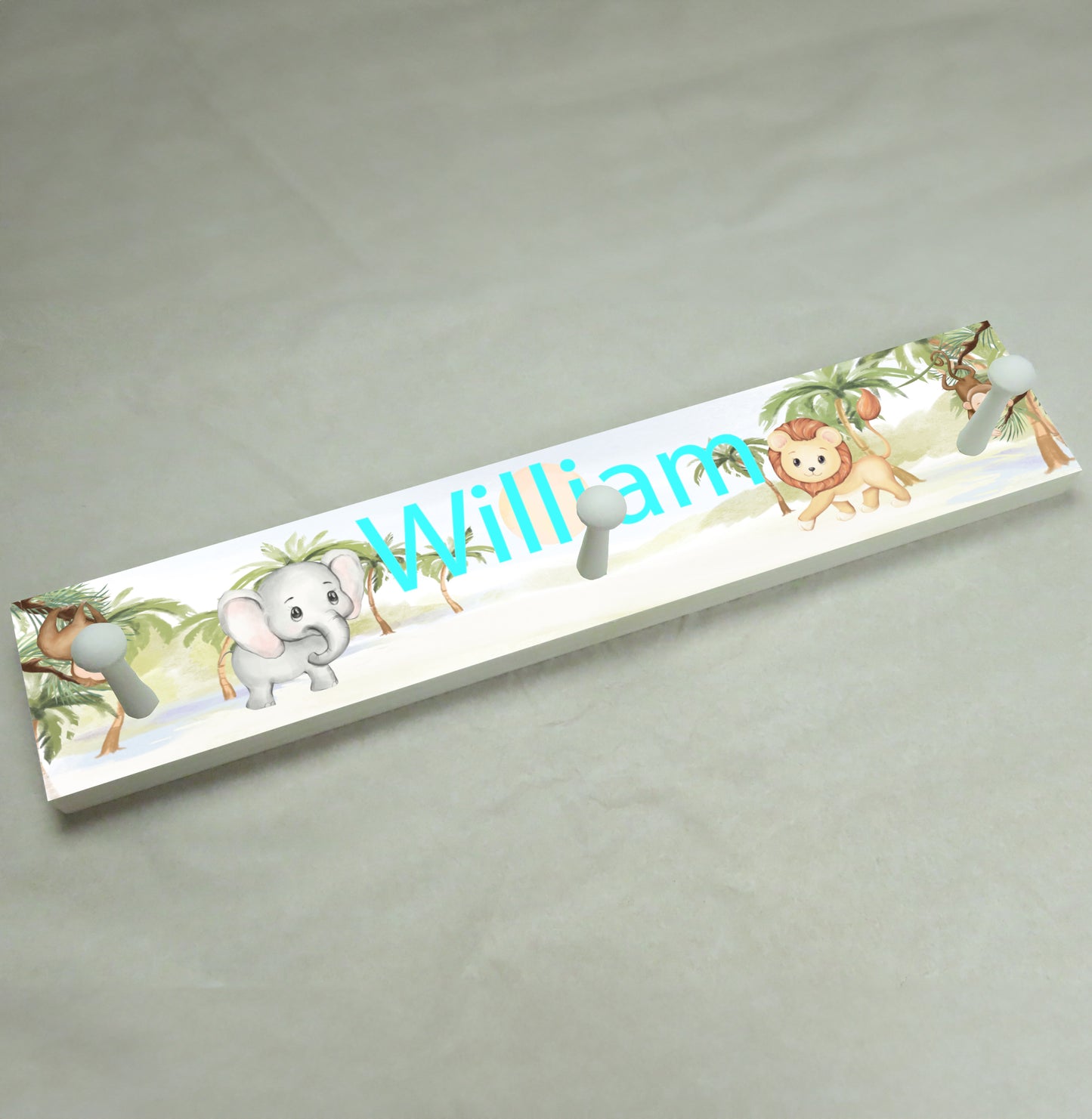 Zoo Animals Turquoise Coat Rack