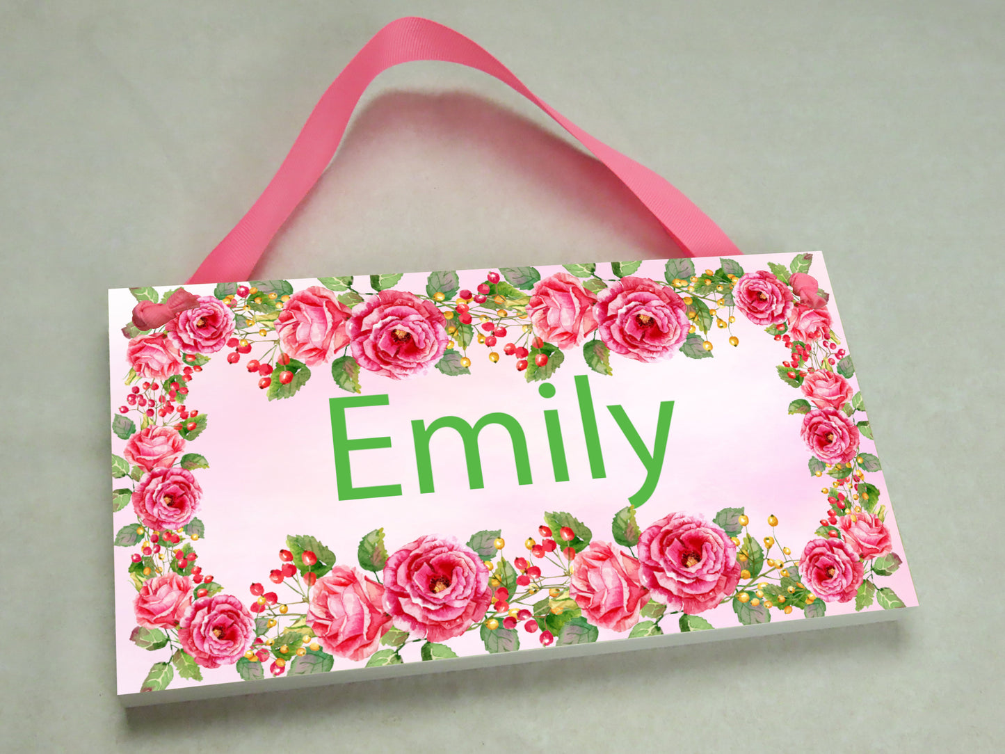 Floral Dark Pink Door Sign