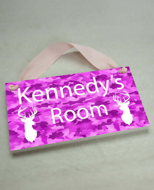 Hot Pink Camo Door Sign