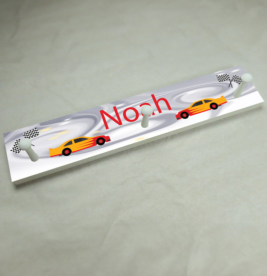 Race Car 3 Coat Rack