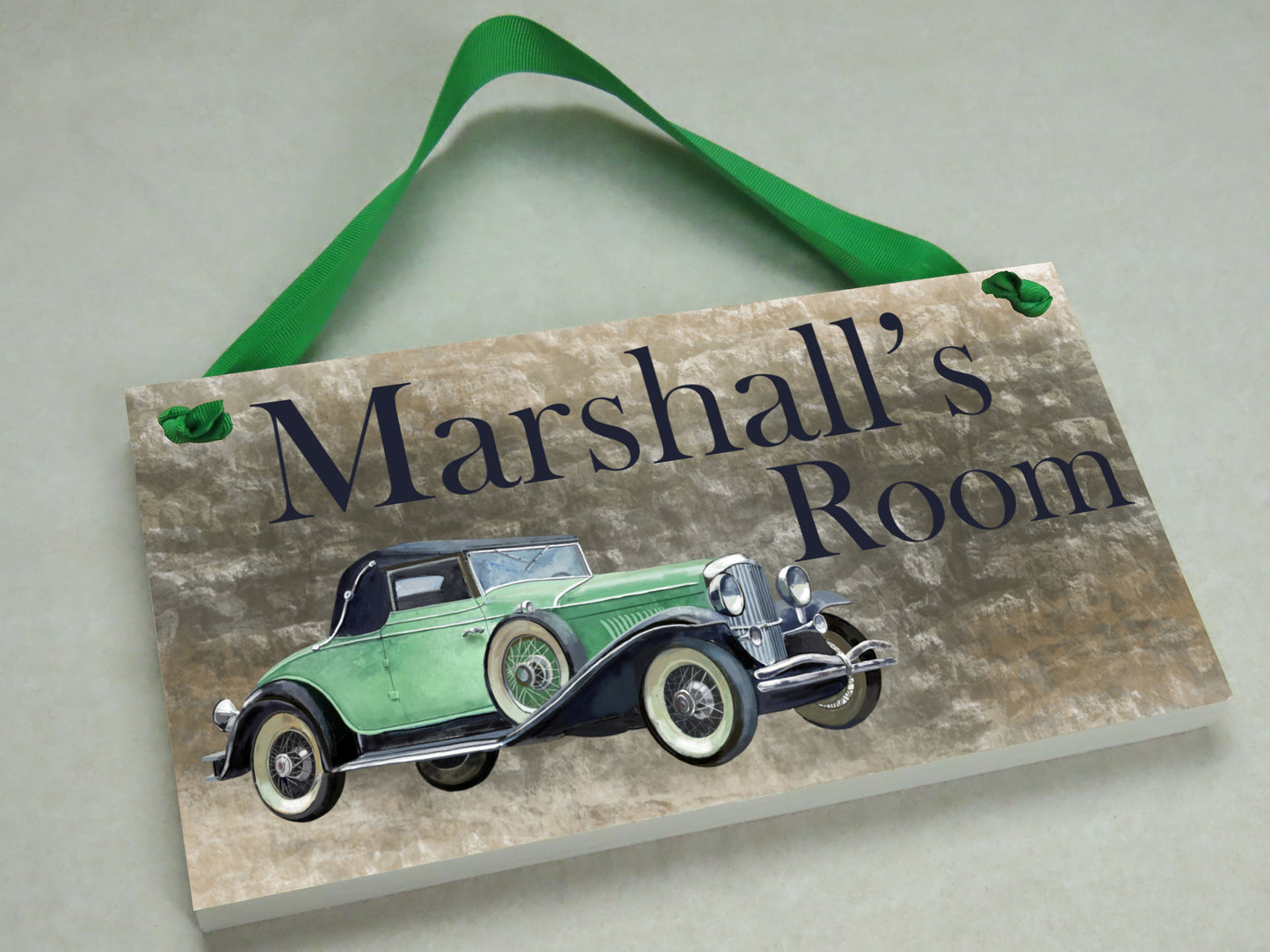 Green Vintage Car Door Sign