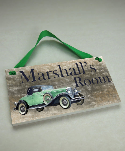 Green Vintage Car Door Sign