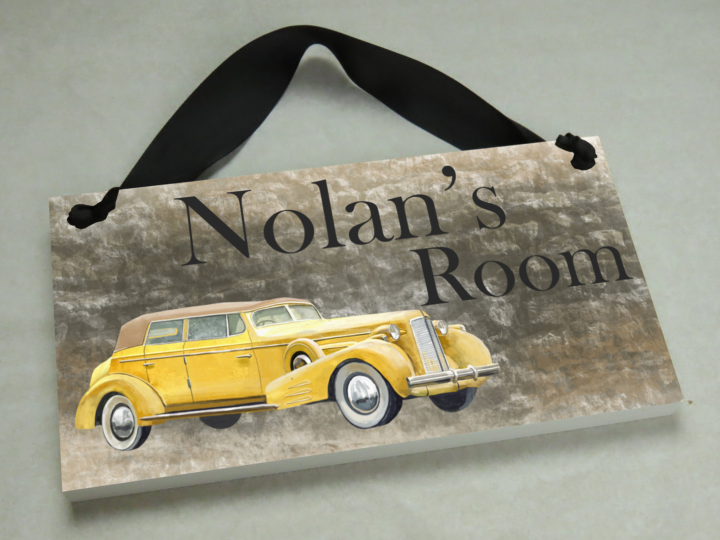 Yellow Vintage Car Door Sign