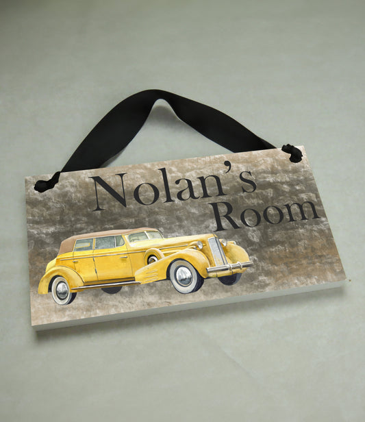 Yellow Vintage Car Door Sign