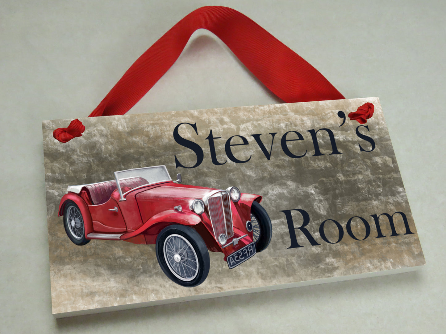 Red Vintage Car Door Sign