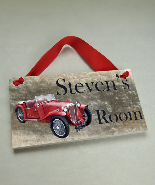 Red Vintage Car Door Sign