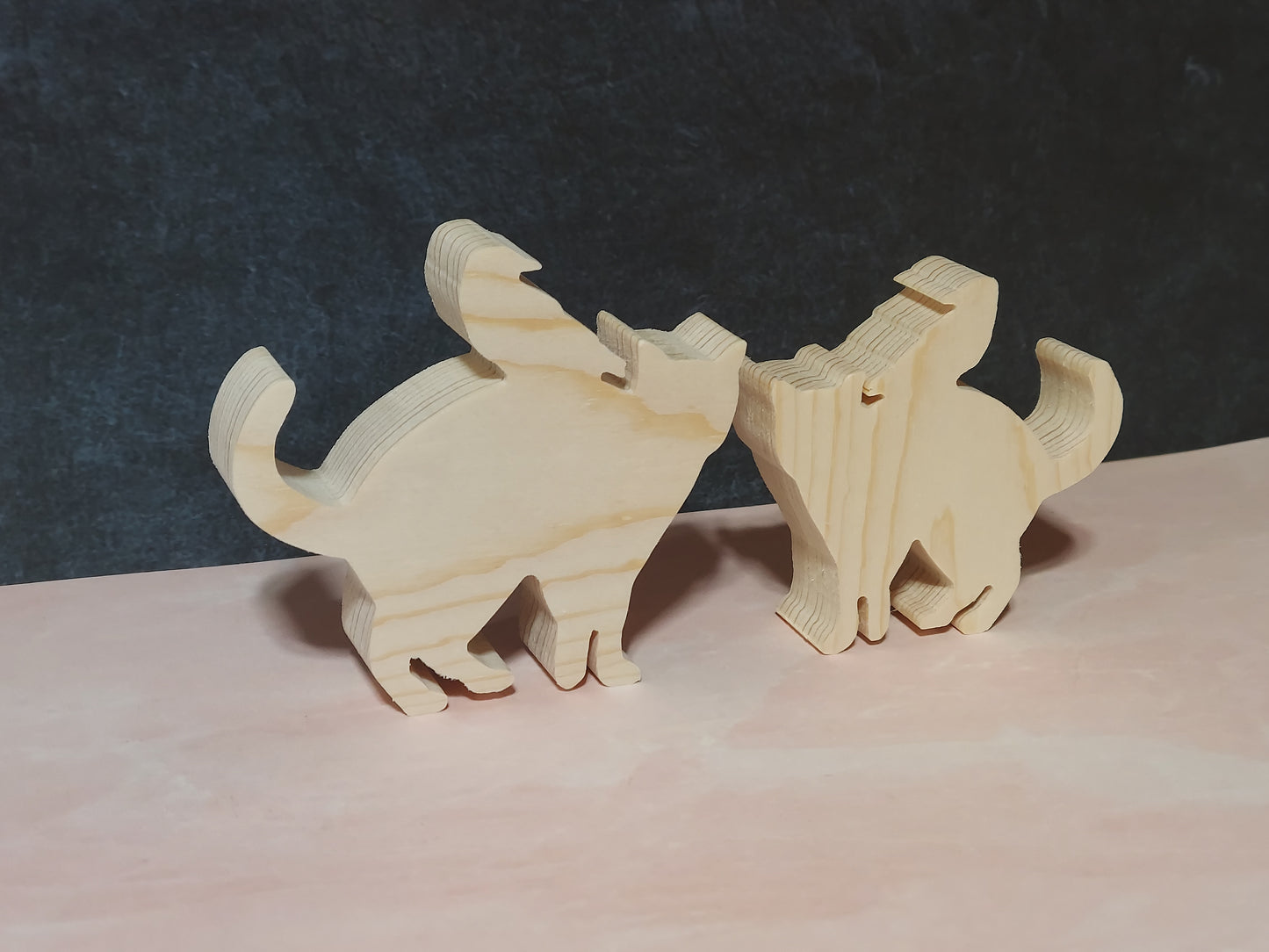 Unfinished Wooden Cat with Crow Cutout