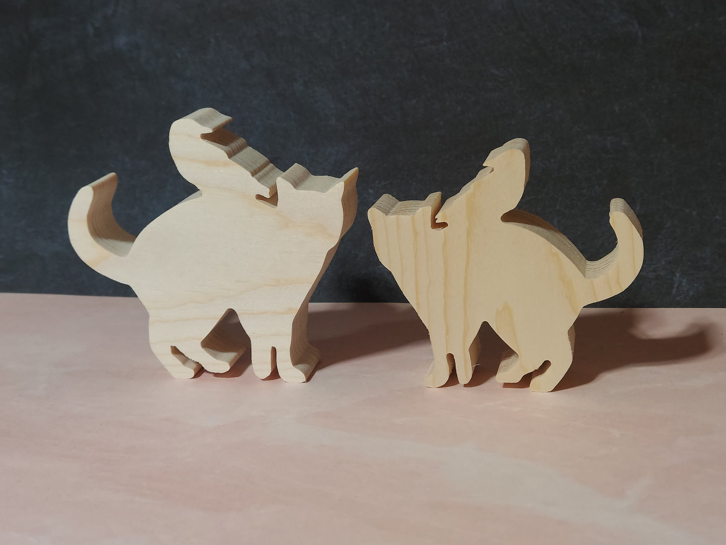 Unfinished Wooden Cat with Crow Cutout