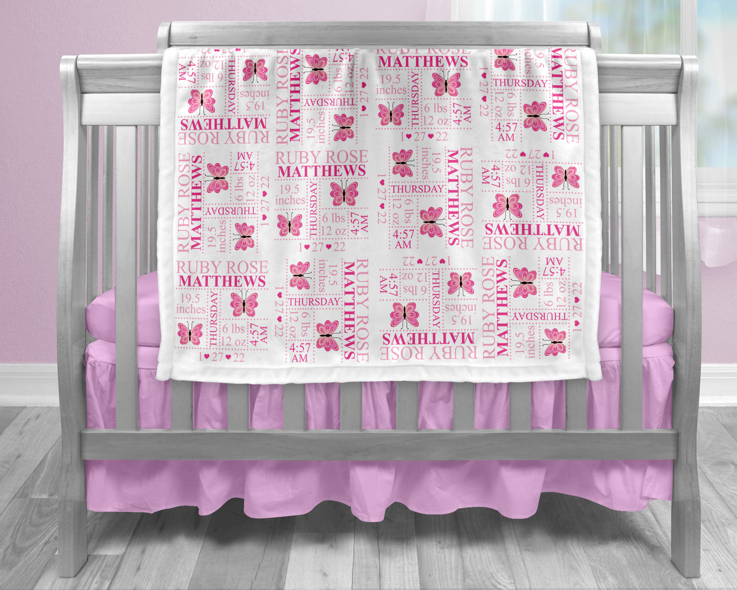 Butterfly Birth Stat Blanket