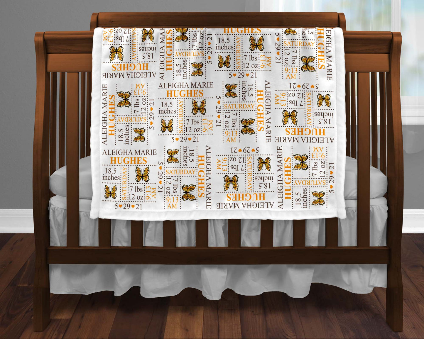 Butterfly Birth Stat Blanket