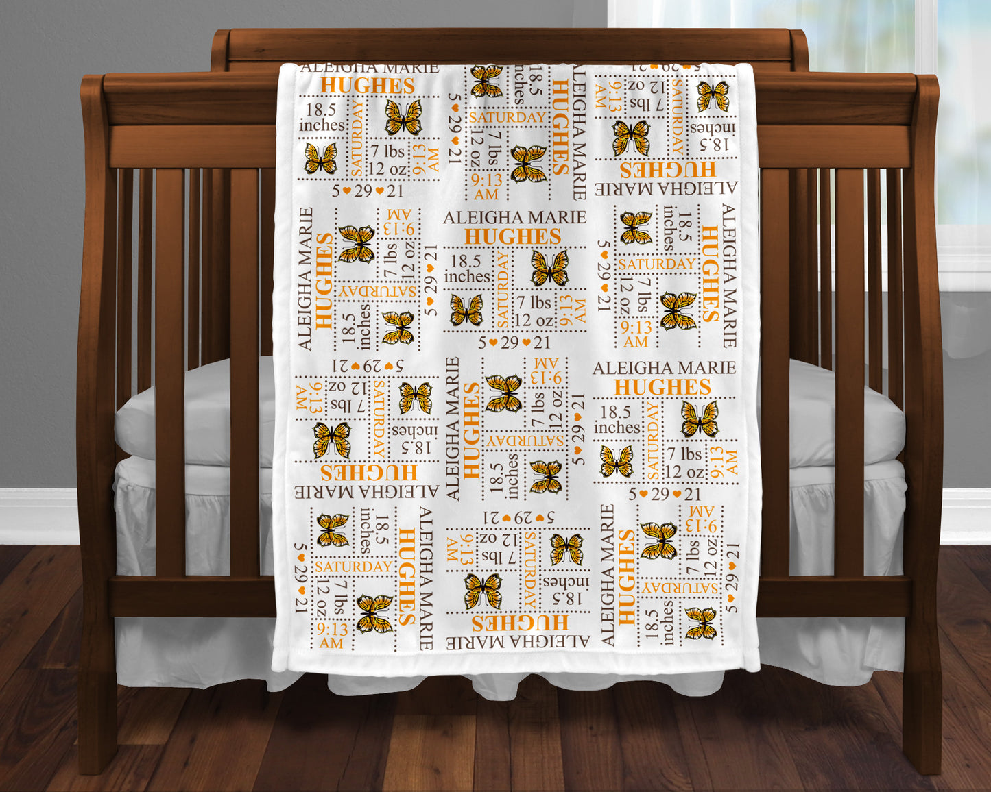 Butterfly Birth Stat Blanket