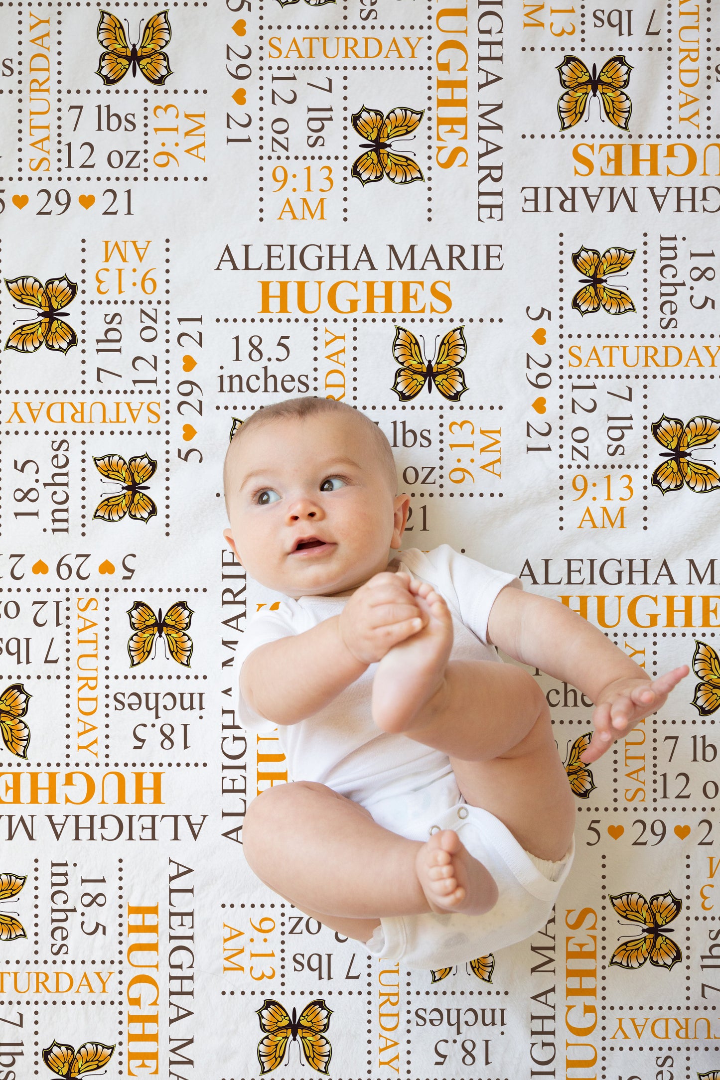 Butterfly Birth Stat Blanket