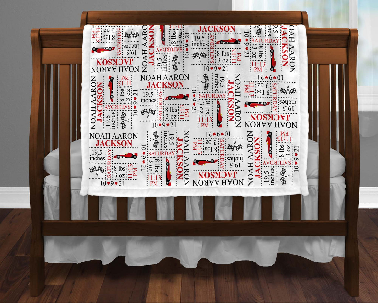 Race Car Birth Stat Blanket