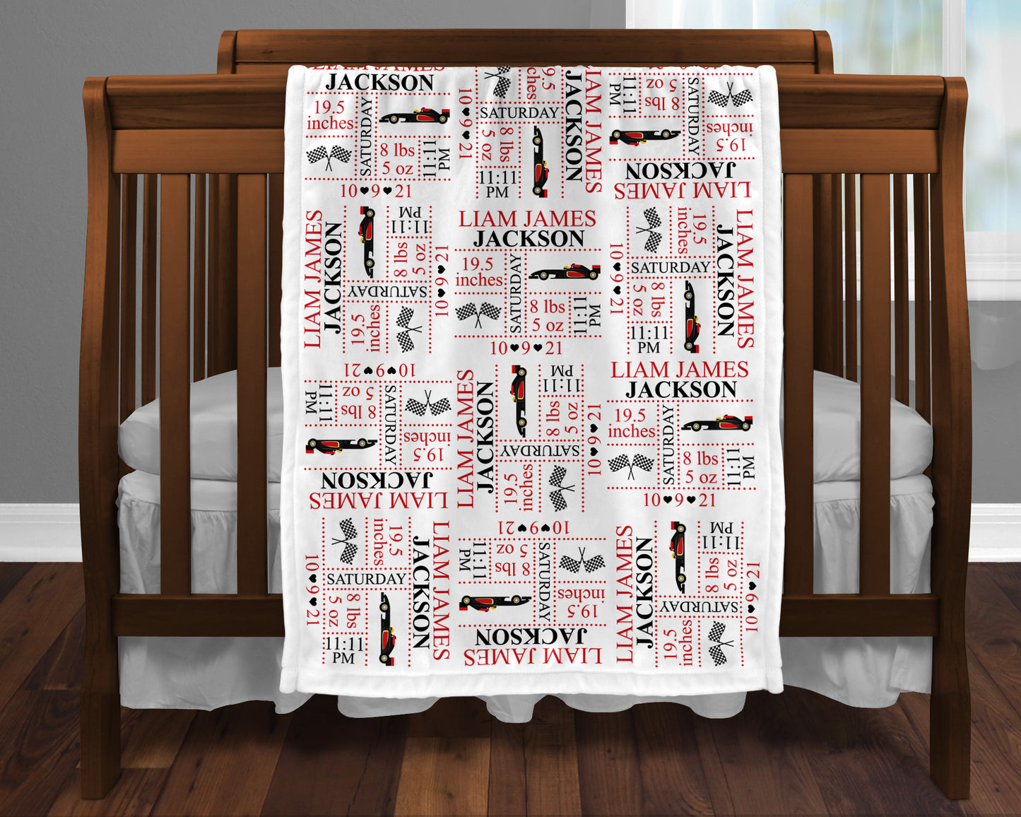 Race Car Birth Stat Blanket