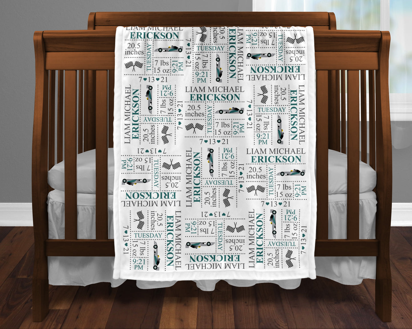 Race Car Birth Stat Blanket