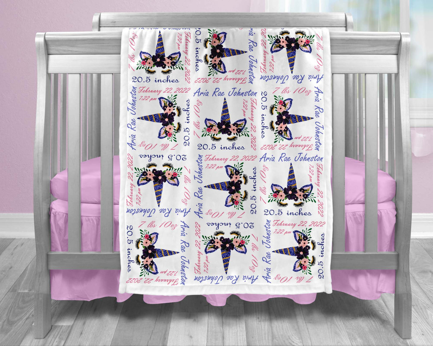 Unicorn Birth Stat Blanket