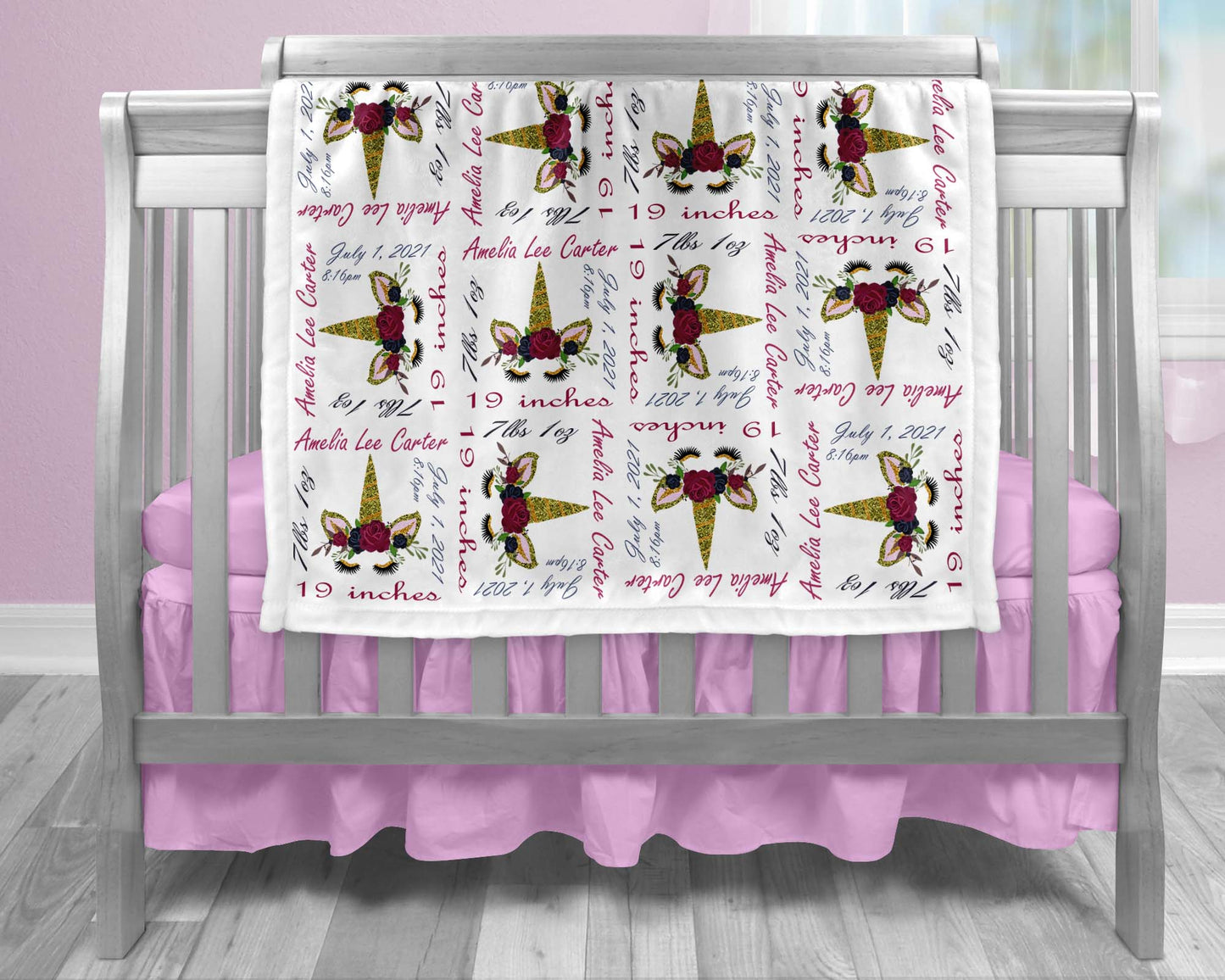 Unicorn Birth Stat Blanket