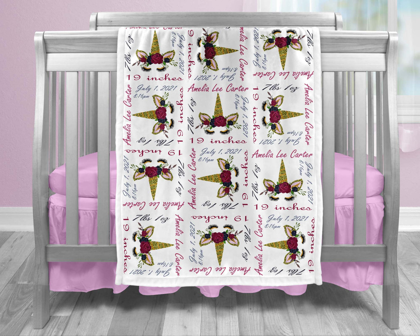 Unicorn Birth Stat Blanket