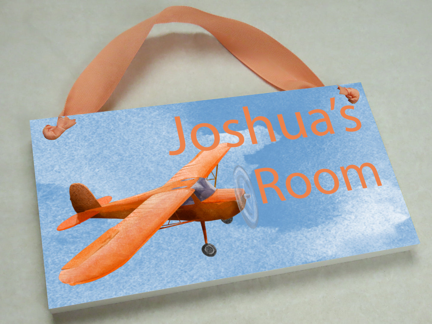 Orange Airplane Door Sign