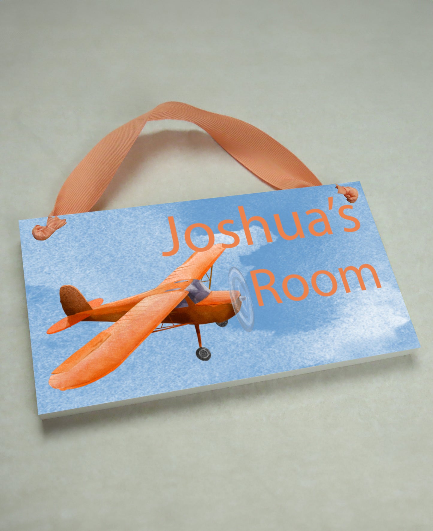 Orange Airplane Door Sign