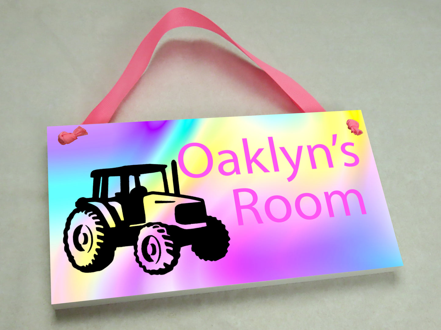Pink Tractor Door Sign