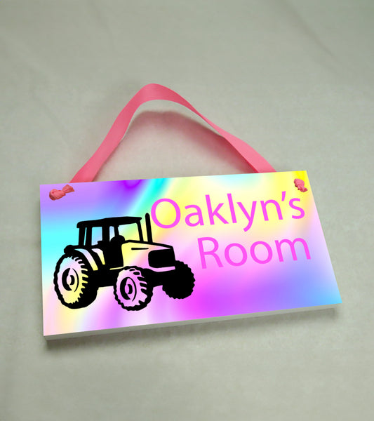 Pink Tractor Door Sign