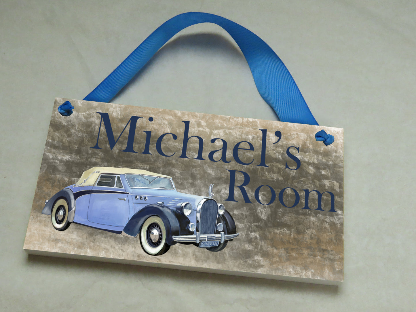 Blue Vintage Car Door Sign
